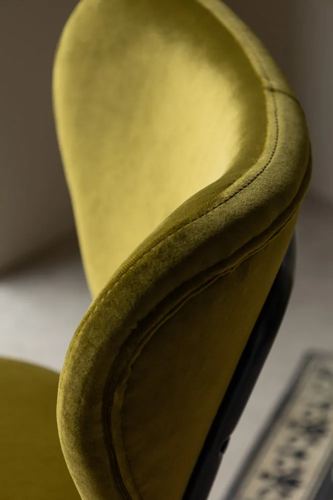 Set Of 2 Dining Chairs In Needlecord Velvet Green