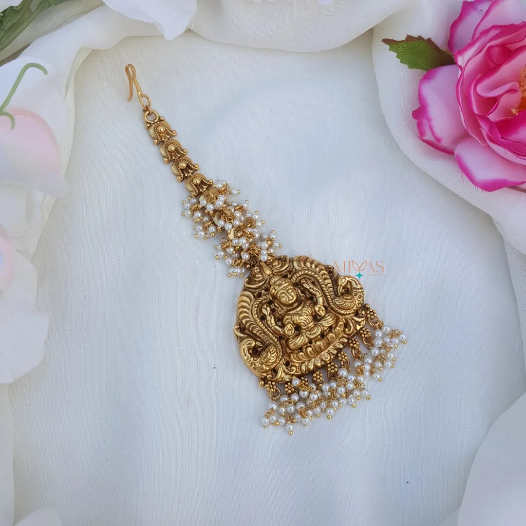 Stunning Lakshmi Design Maang Tikka - Pearl