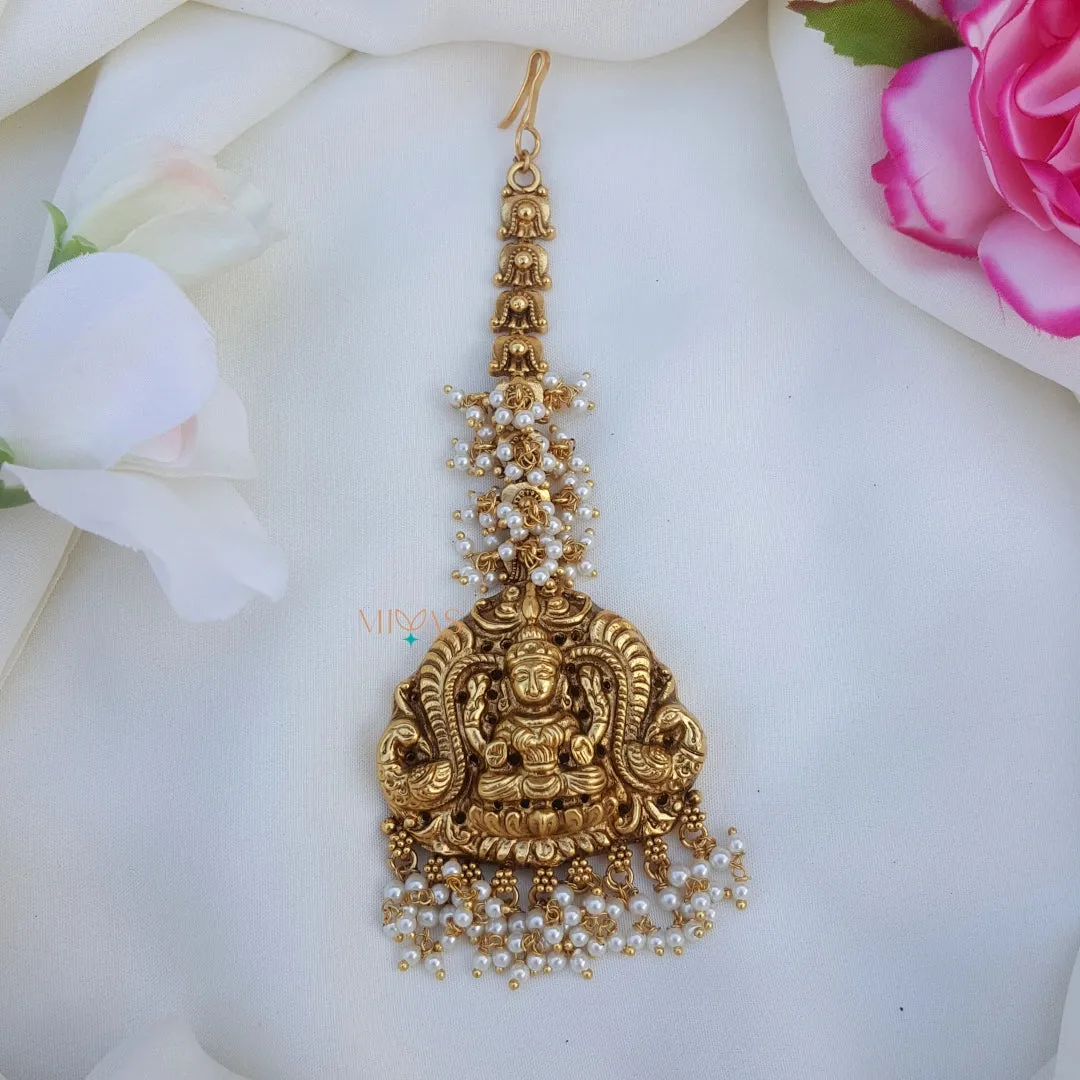 Stunning Lakshmi Design Maang Tikka - Pearl
