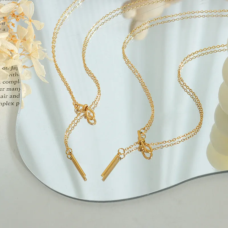 Tassel Bow Adjustable Necklace with Stylish Wind Accents for Versatile Fashion Looks