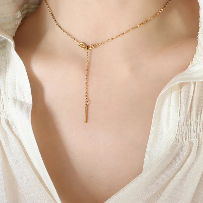 Tassel Bow Adjustable Necklace with Stylish Wind Accents for Versatile Fashion Looks