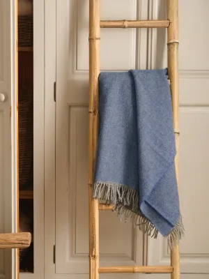 The Fortrose Wool Throw - Cosy Periwinkle