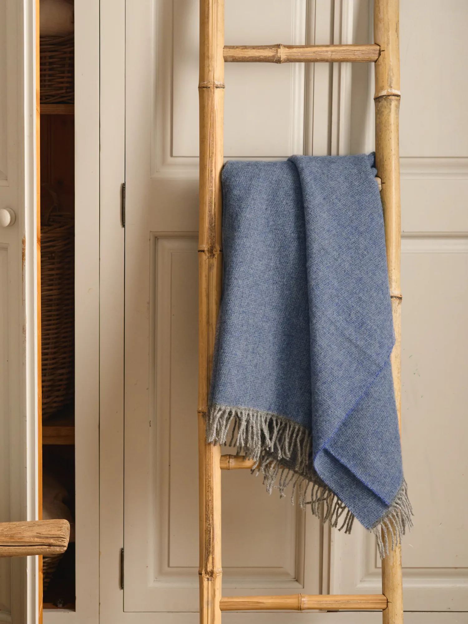 The Fortrose Wool Throw - Cosy Periwinkle