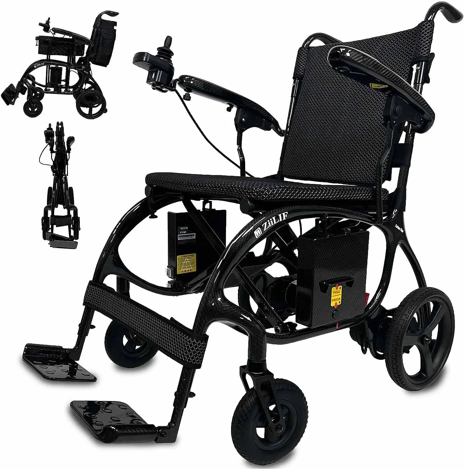 Ultra Lightweight (27.9 lbs) Carbon Fiber Electric Wheelchair: Foldable, 2 Batteries, 20-Mile Range, Airlines Approved Model MN1122009