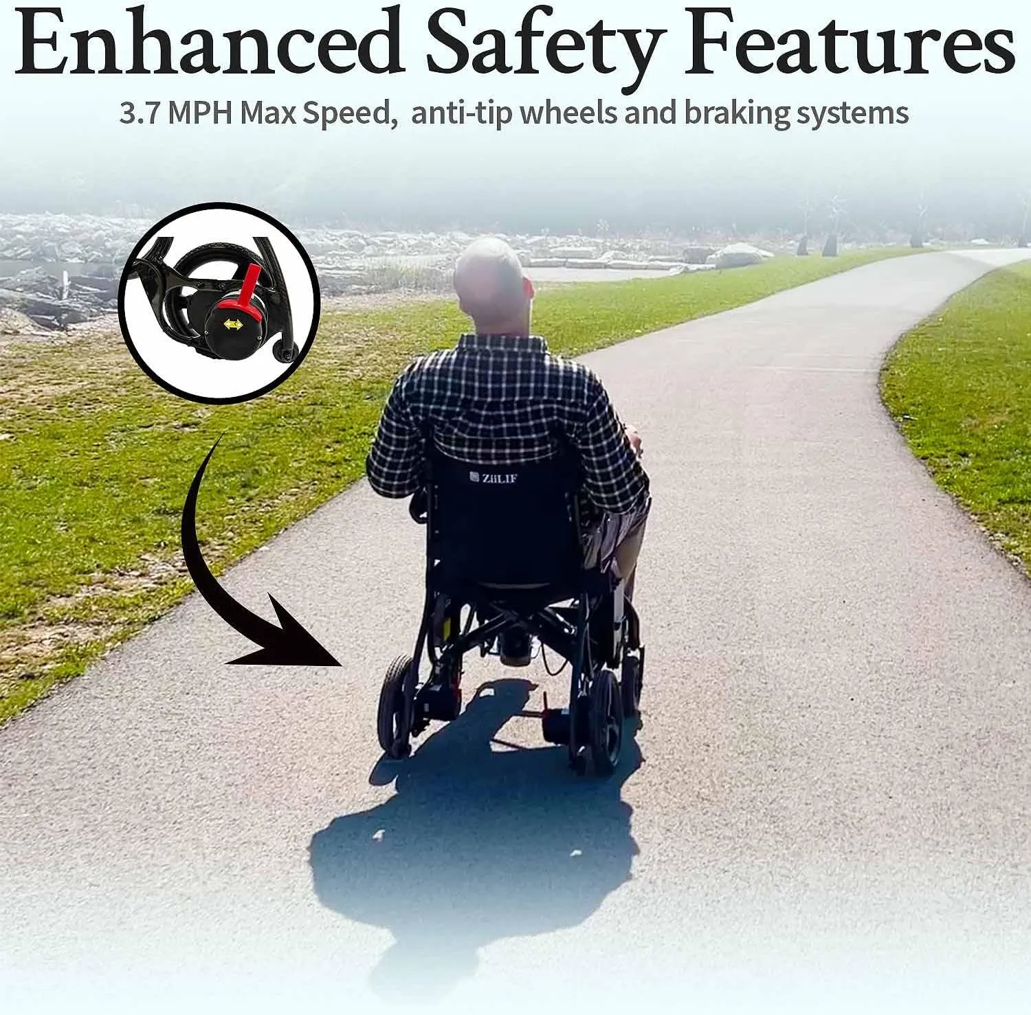 Ultra Lightweight (27.9 lbs) Carbon Fiber Electric Wheelchair: Foldable, 2 Batteries, 20-Mile Range, Airlines Approved Model MN1122009