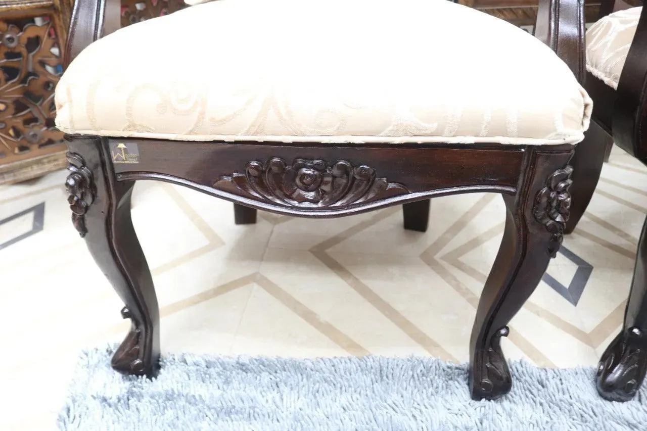 Wooden Handicrafts Arm Chair Teak Wood Walnut Finish (Set of 2)