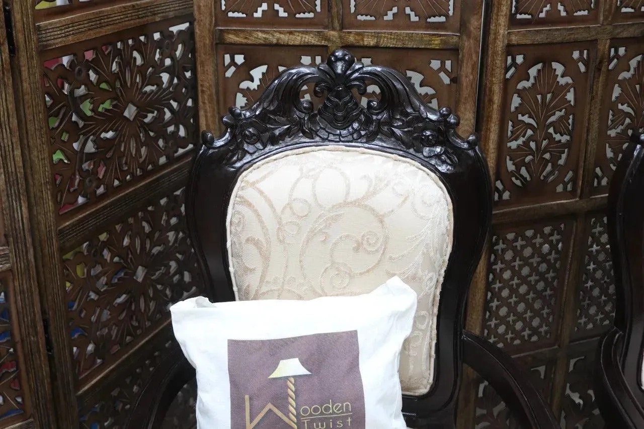 Wooden Handicrafts Arm Chair Teak Wood Walnut Finish (Set of 2)
