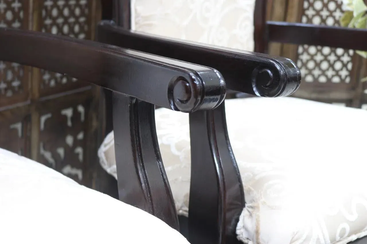 Wooden Handicrafts Arm Chair Teak Wood Walnut Finish (Set of 2)
