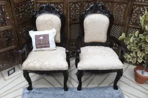 Wooden Handicrafts Arm Chair Teak Wood Walnut Finish (Set of 2)